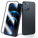 Joyroom 360 Full Case front and back cover for iPhone 13 Pro + tempered glass screen protector black (JR-BP935 black) (Black)