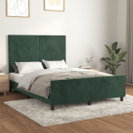 vidaXL voodiraam peatsiga, tumeroheline, 140x190 cm, samet