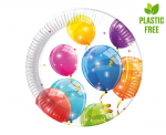 &Uuml;hekordsed papptaldrikud 19.5 см, 8 tk, Sparkling Balloons 93483