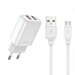 Kiire laadimisega toiteadapter 2 x USB ja Micro USB kaabliga