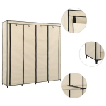 vidaXL garderoob 4 sektsiooniga, kreemjas 175 x 45 x 170 cm