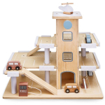 Puidust kolmetasandiline liftiga parkla - garaaž autode ja helikopteriga