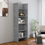 vidaXL raamaturiiul betoonhall 60 x 35 x 180 cm puitlaastplaat, Pilka
