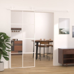 vidaXL liuguks, ESG-klaas ja alumiinium, 90 x 205 cm, valge