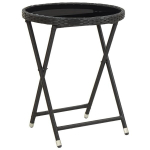 vidaXl teelaud, must, 60 cm, pol&uuml;rotang, karastatud klaas, Juoda