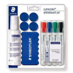 Komplekt tahvlile STAEDTLER Lumocolor 613: 4 v&auml;rvimarkerit, k&auml;sn, puhastusvahend, 4 magnetit