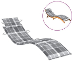 vidaXL lamamistooli padi, hall ruudumuster, 186 x 58 x 3 cm