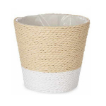 Lillepott Naturaalne Pruun K&ouml;is Plastmass Valge/Naturaalne (12,5 x 12 x 12,5 cm)