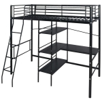 vidaXL k&otilde;rge narivoodi lauaga must, metallist 90 x 200 cm