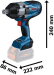 Akutrell 18V (ilma aku ja laadijata) GDS 18V-1050 H 06019J8501 Bosch