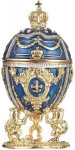 Faberge stiilis muna, ehtekarp l&otilde;vide ja keisri krooniga