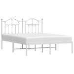 vidaXL metallist voodiraam peatsiga, valge, 140x190 cm