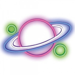 LED Neoon valgusm&auml;rk - planeet, mitmev&auml;rviline