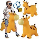 T&auml;ispuhutav kummist h&uuml;ppaja Giraffe koos pumbaga, kollane