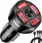 4x USB autolaadija koos juhtmega