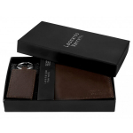 Kinkekomplekt meestele rahakott + v&otilde;tmehoidja Leonardo Verrelli, pruun