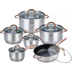 Pottide ja panni komplekt koos kaantega - 12 osaline Golden Rose