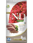 Farmina N&D Quinoa Dog Neutere v&auml;ikest t&otilde;ugu koertele koos pardi, brokkoli ja spargliga, 7 kg
