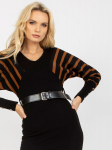 schwarz-braunes midikleid koos v-ausschnitt och bella, S