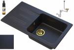 Granite sink Granitan Salix black siphon impregnate set
