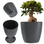 Lillepott koos alusega, 27cm, Plastik, Hall