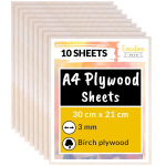 10 x A4 kasevineerist plaadid Creative Deco Wood lehed 3 mm, 210 x 300 x 3 mm, kaunistamiseks, modelleerimiseks.