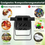 Costway 160L trummelkomposter aiakomposter kahekambriline 360&deg; p&ouml;&ouml;ratav 70 x 63 x 93 cm must