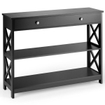 Costway 3-tasandiline sahtliga konsoollaud puidust esikulaud 100 x 30 x 80 cm must