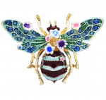 Elegantne emailitud mesilaspross tsirkoonide ja lilledega