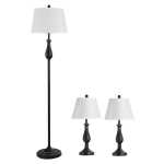 HOMCOM 3 lampide komplekt vintage laud p&otilde;randalamp metall PS pol&uuml;ester puuvillane E27 laualamp &oslash;38x158cm p&otilde;randalamp &oslash;30x62cm