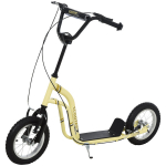 HOMCOM Laste roller alates 5 aastat Roller Laste roller Pedaaliga roller Linnaroller Laste roller &Otilde;hkrehvidega Kickboard 12-tolline kummi Alumiinium Beige 120 x 58 x 85-95 cm