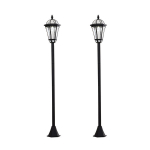 P&auml;ikeseaia latern 2 tk komplekt, ilmastikukindel teevalgusti 129 cm k&otilde;rge, LED-iga, 6h valgustust, IP44, p&auml;ikeselamp &otilde;ue, must