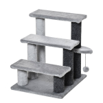 3-astmeline lemmikloomatrepp kassidele ja koertele, kraapimispostide ja palliga, kassidele kuni 5 kg, pl&uuml;&uuml;s džuut, hall, 45 x 40 x 48 cm