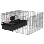 PawHut v&auml;ike loomapuur v&auml;ike loomapuur veepudeli, toidukaussiga, n&auml;riliste puur koos s&ouml;&ouml;dakausiga, tarvikud, merisigade puur v&auml;ikestele loomadele terasest mustad, Juoda