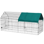 PawHut vabapidamishoidla 220 x 85 x 103 cm, katusega v&auml;ikeloomade hoidla, 4 ust, merisigade hoidla k&uuml;&uuml;likutele, teras, roheline | Aosom, Žalioji