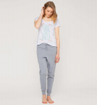 Pidžaama naistele, helesinine/hall