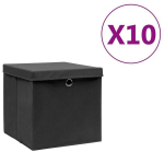 vidaXL hoiukastid kaanega 10 tk, 28 x 28 x 28 cm, must