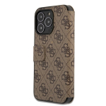 GUBKP13L4GMGBR Guess PU 4G Metal Logo Book Case for iPhone 13 Pro Brown