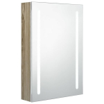 vidaXL LED vannitoa peegelkapp, valge ja tamm, 50 x 13 x 70 cm