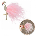 Dekoratiivne kuldne tsirkoonidega pross, roosa Flamingo BZ203