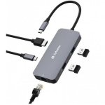 Verbatim Multiport USB-C Adapter - Pro CMH-05 - HDMI, RJ45, USB-A, USB-C PD - Kiire laadimine kuni 85 W