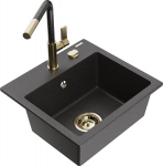 Graniidist k&ouml;&ouml;givalamu Mexen Enzo koos segisti ja sifooniga, Black granite+Black granite/Gold