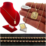 Kuldne kett medaljoniga Jumalaema 18k kingitus ristimiseks, armulauaks + graveering