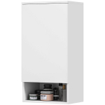 Seinale kinnitatav vannitoakapp reguleeritavate riiulite ja avatud sektsiooniga, puit, valge