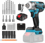 Akutoitega l&ouml;&ouml;kmutriv&otilde;ti elektriline, 21 V harjadeta mootor 1/2 tolli elektriline l&ouml;&ouml;kmutriv&otilde;tmete komplekt auto rehvivahetuseks, maksimaalne p&ouml;&ouml;rdemoment 300 N.m, 4000 Mah aku