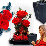 Igavene roos klaasis led punane kolmekordne kingitus talle