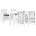 5-osaline aia s&ouml;&ouml;gilaudade komplekt padjadega valgest pol&uuml;rotangist CFE954322