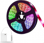 Blitzwill led riba patarei, 2 m led riba smd5050 rgb riba ip65 veekindel, v&auml;rvi muutev dimmerdatav valgusriba patareitoitel kodupeo kaunistamiseks, kappidele, s&uuml;nnip&auml;evaks, baari, &otilde;ue