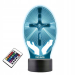 Lamp klaasil Religioosne kujuke Jeesus ristil 3d Led pult 16 v&auml;rvi