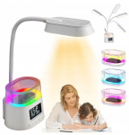 Led laualamp koolilapsele lauale &ouml;&ouml;lamp puutetundliku usb laadija ja kellaga